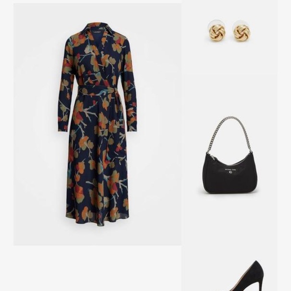 Lauren Ralph Lauren Floral Surplice Georgette Midi
Dress.       #8 - Picture 4 of 8